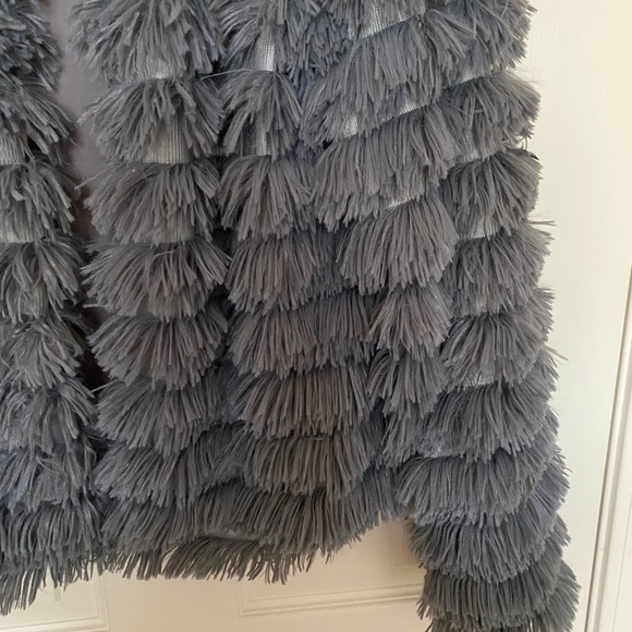 Gray Bohemian Shaggy Fringe Jacket - Picture 3 of 7